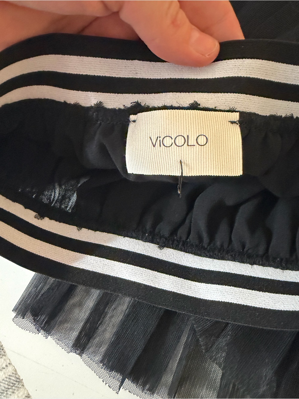 ViCOLO Black Tulle Mesh Pleated SemiSheer Layered Striped Balletcore Skirt NWOT - Picture 10 of 13